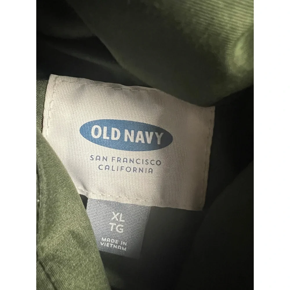 Old Navy‎ Puffer Jacket Womens L Olive Green Faux Fur Hood Quilted Winter Coat